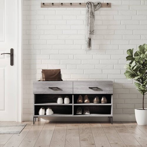 vidaXL Klupa za cipele siva boja hrasta 102x35x55 cm konstruirano drvo Cijene
