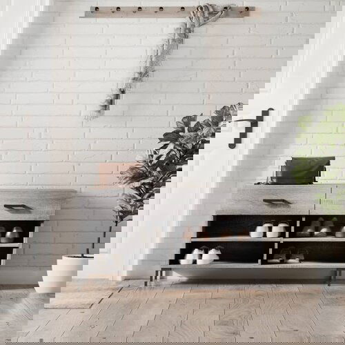 VidaXL Klupa za cipele siva boja hrasta 102x35x55 cm konstruirano drvo Slike