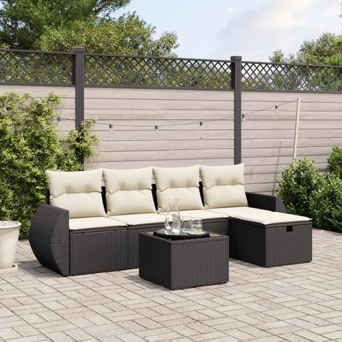  6-dijelni set vrtnih sofa s jastucima crni od poliratana Crna 70 x 62.5 x 69 cm Cijene