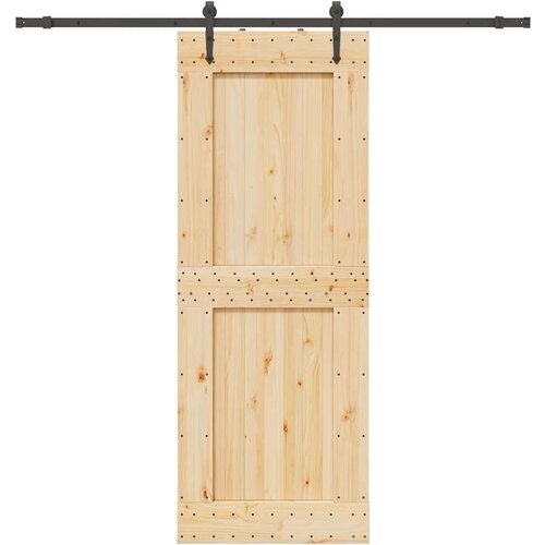 VidaXL Drsna vrata s kompletom vodil 85x210 cm trdna borovina Slike