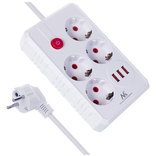 Maclean Razdelilec podaljšek MCE392W s 4 vtičnicami + 3xUSB, 1.5m, bel, (5000118036) Cene
