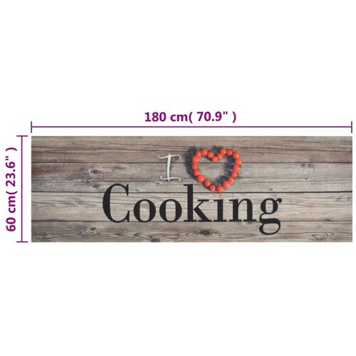  Kuhinjski tepih perivi s natpisom Cooking 60x180 cm bar&amp;scaron;unasti Slike