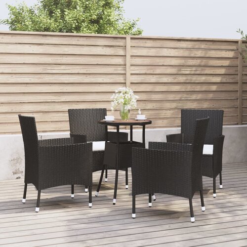 VidaXL 5-dijelni vrtni bistro set od poliratana s jastucima crni Slike