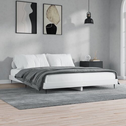 VidaXL Okvir za krevet visoki sjaj bijeli 220x200 cm konstruirano drvo Slike
