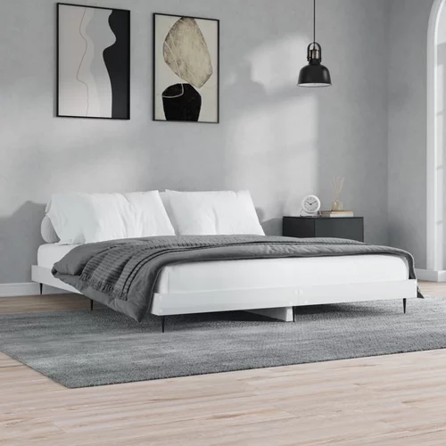 vidaXL Okvir za krevet visoki sjaj bijeli 220x200 cm konstruirano drvo