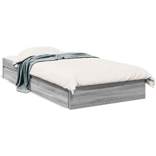 VidaXL Okvir kreveta s ladicama siva boja hrasta 90 x 190 cm drveni Slike