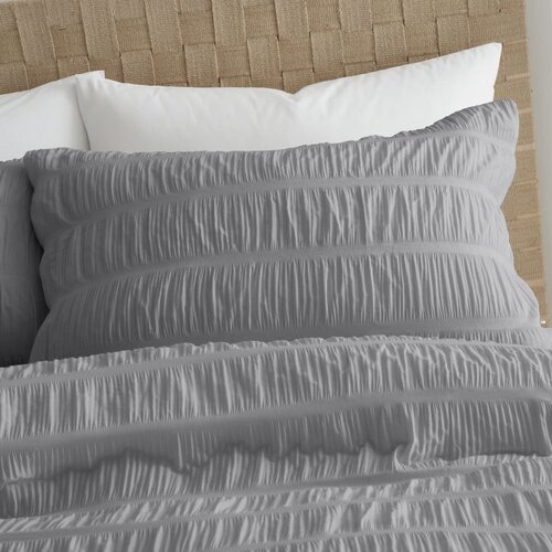 Catherine Lansfield Siva posteljina za bračni krevet/za produženi krevet od krepa 230x220 cm Seersucker &amp;ndash; Slike