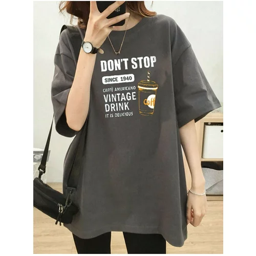 Know Women's Smoked Vintage Drink Printed Oversized T-shirt