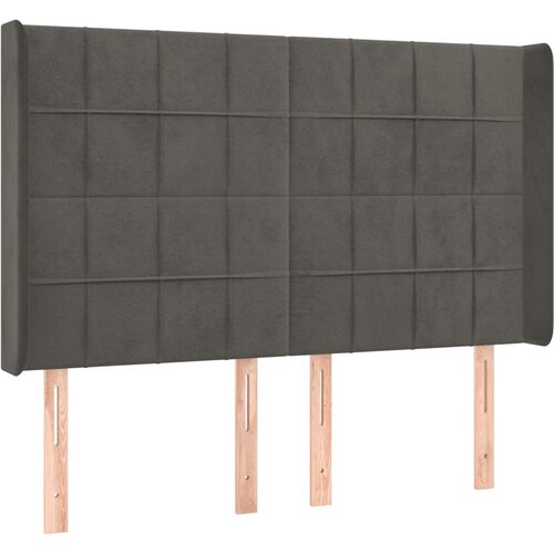 Maison Chic Vzglavna omarica - Nočna omarica - Posteljna omarica z u&scaron;esi temno sivo 147x16x118/128 cm žamet, (21709681) Cene