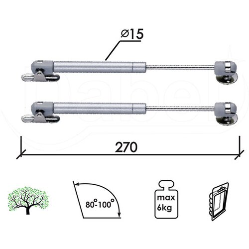 Dabel amortizer gas za nameš sil 270/15 mm 2kom 60n/6kg Slike