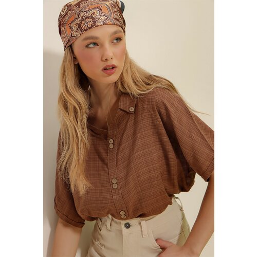 Trend Alaçatı Stili Shirt - Brown - Regular fit Slike