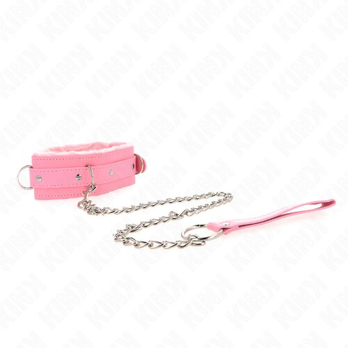 Kink Collar with Leash Pink Slike