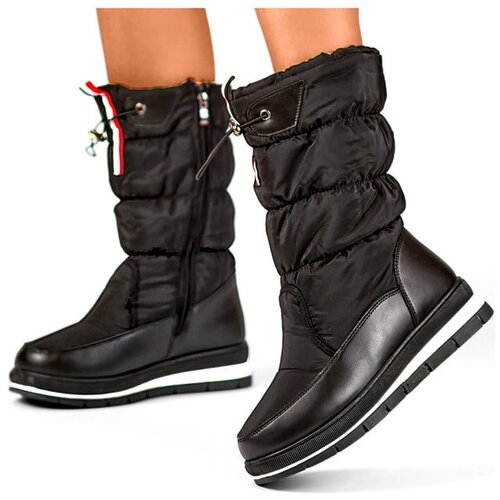 primohurt Black high snow boots, women's insulated winter boots with a drawstring Cene