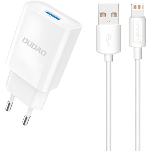  Punjač Dudao A4EU USB - A 2,1A 10W s Lightning kabelom - Bijela KP41392 Slike