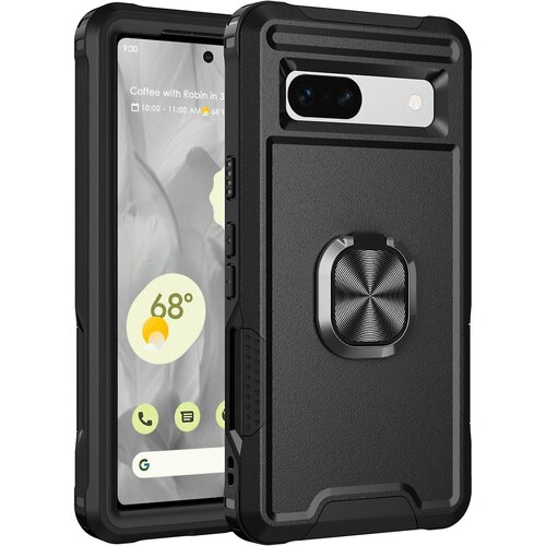 INORCO Za Google Pixel 7a hibridni trdi PC mehak TPU ovitek za telefon Ring Car Mount Kickstand Shockproof Cover, (22035907) Slike