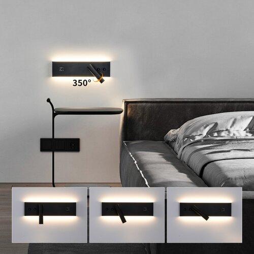  Brilagi-LED Zidno reflektorsko svetlo sa USB portom NOCTIS LED/3W/230V+LED/9W crna Slike