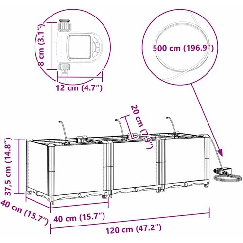  Vrtna saksija 3 pcs Smeđa 120 x 40 x 37,5 cm Plastika Slike