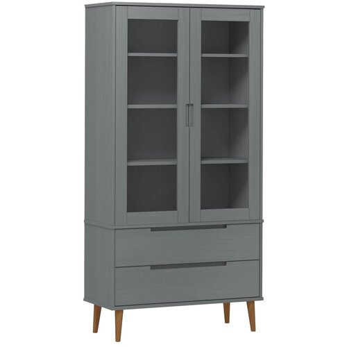 vidaXL Vitrina MOLDE siva 90x35x175 cm trdna borovina, (20766754) Cene