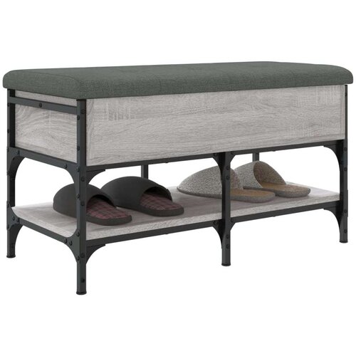  Klupa za cipele siva boja hrasta 82x42x45 cm konstruirano drvo Slike