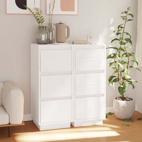 VidaXL Komode 2 kom bijele 32 x 34 x 75 cm od masivne borovine Slike