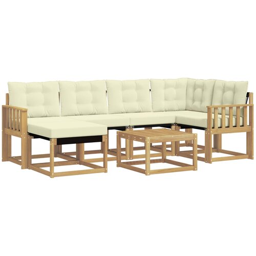 vidaXL Zunanja garnitura za sedenje z blazino 7 pcs Bela in krem, (5000279493) Cene