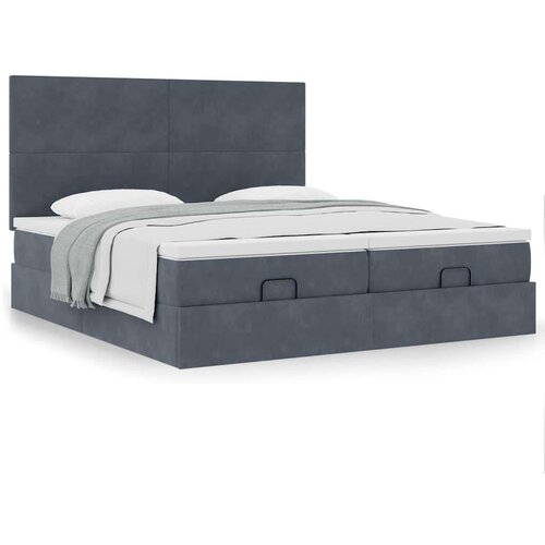vidaXL Otomanski posteljni okvir z vzmetnicami siv 160x200 cm žamet Cene