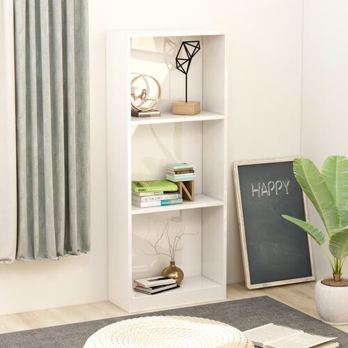 VidaXL Knjižna omara 3-nadstropna visok sijaj bela 40x24x108 cm, (20705982) Slike