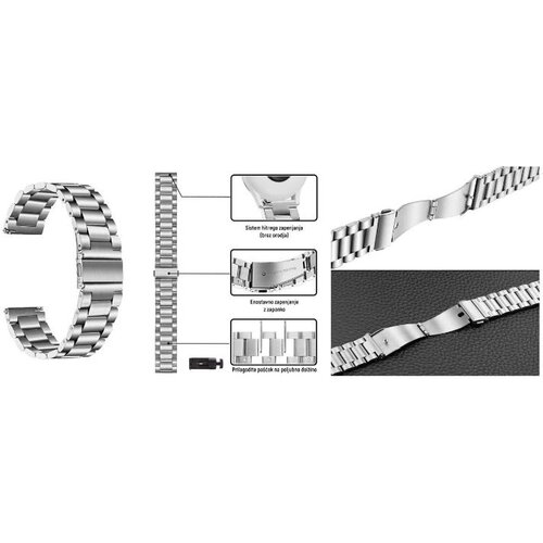 Chameleon Kovinski pa&amp;scaron;ček 22 mm, Silver, za pametno uro Slike