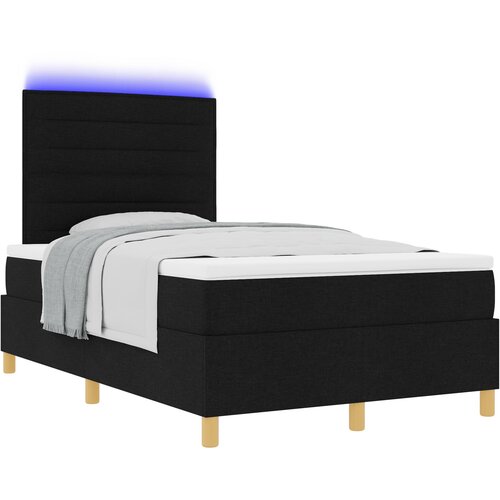 vidaXL Postelja s škatlastim vzmetenjem z vzmetnico in LED Črna 120x190 cm Tkanina Cene