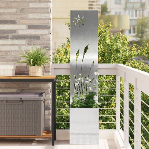 vidaXL Vrtni Sadič s Dekorativnom Pločom Srebrna 32 x 140 cm Cijene