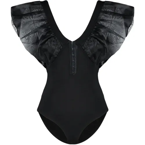 Trendyol Black Woven Garnish Attached Flexible Knitted Bodysuit