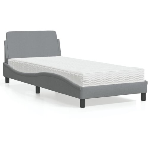 VidaXL Krevet s madracem svjetlosivi 90x190 cm od tkanine Slike