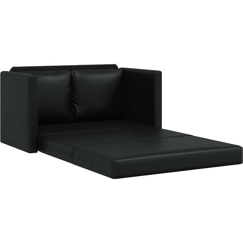  Podni kauč na razvlačenje 2-u-1 crni 112x174x55 cm umjetna koža Slike
