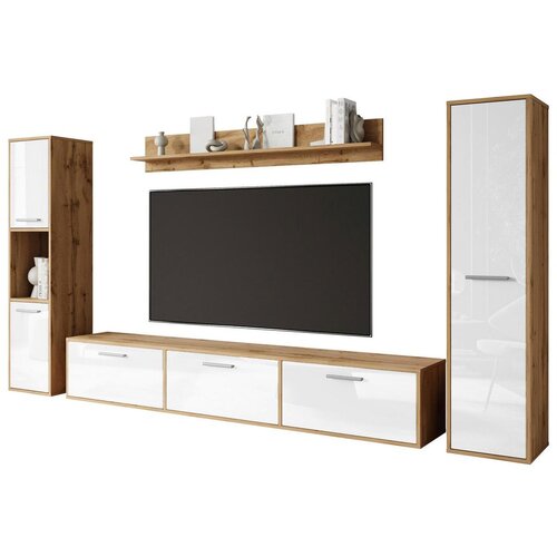 MID.YOU Dnevni Regal Bogota Xl, Bela, Barva Hrasta, 4-Delno Cene