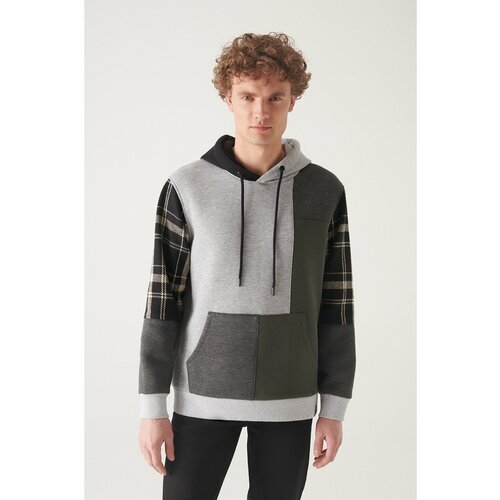 Avva Men's Gray Hooded 100% Cotton Multi-Piece Standard Fit Regular Cut Sweatshirt Cene