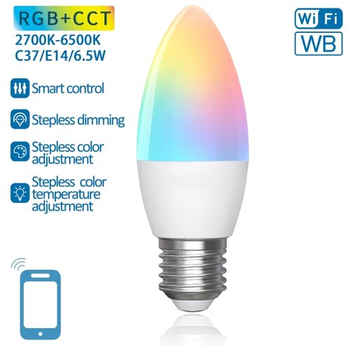 Aigostar led rgbw prigu&amp;scaron;iva sijalica C37 E27/6,5W/230V 2700-6500K wi-fi Slike