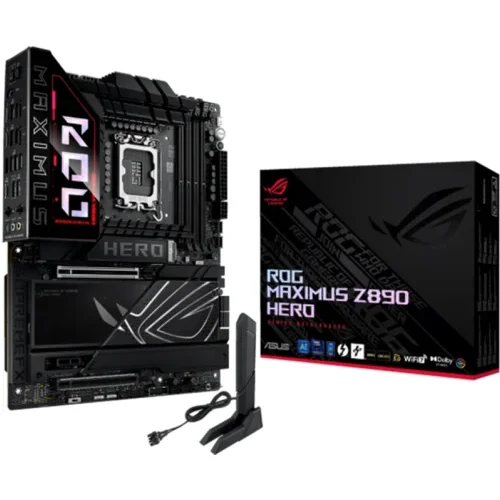 Asus MAXIMUS Z890 HERO LGA1851 ATX osnovna plošča - Intel Z890, 4xDDR5, 6xM.2, 1xSlimSAS, 4xSATA,5Gb+2.5Gb LAN, WiFi 7, BT, 1xHDMI, 2xTB4 porta (USB Type-C), Aura Sync - 90MB1ID0-M0EAY0