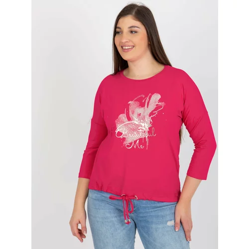 Fashion Hunters Fuchsia blouse of larger size for everyday wear with expression