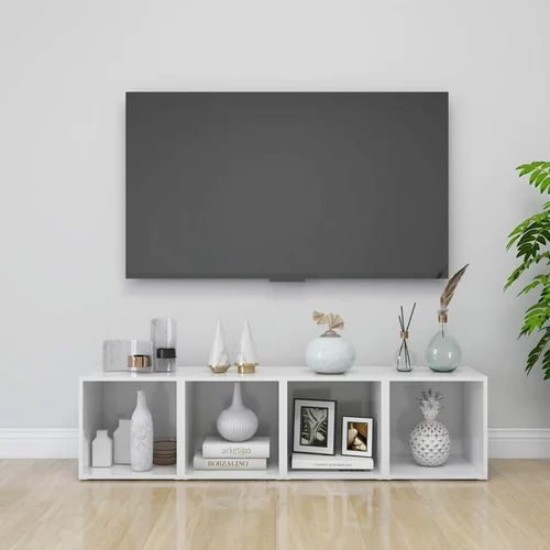 vidaXL TV omarice 4 kosi visok sijaj bele 37x35x37 cm iverna plošča