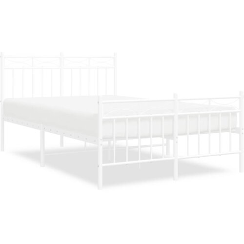 Maison Chic Kovinski Posteljni okvir - Dvoposteljna postelja - Zakonska postelja z vzglavjem in vznožjem bel 120x200 cm, (21696849) Cene