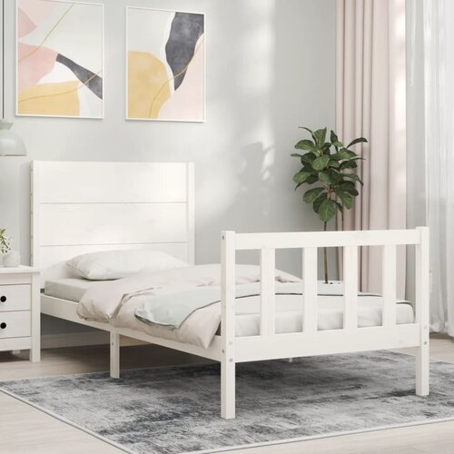 VidaXL Okvir za krevet s uzglavljem crni 100x200 cm od masivnog drva Slike