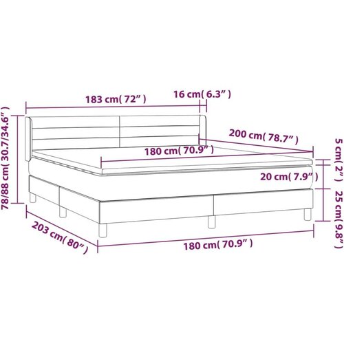 VidaXL Krevet s oprugama i madracem crni 180x200 cm od tkanine Slike