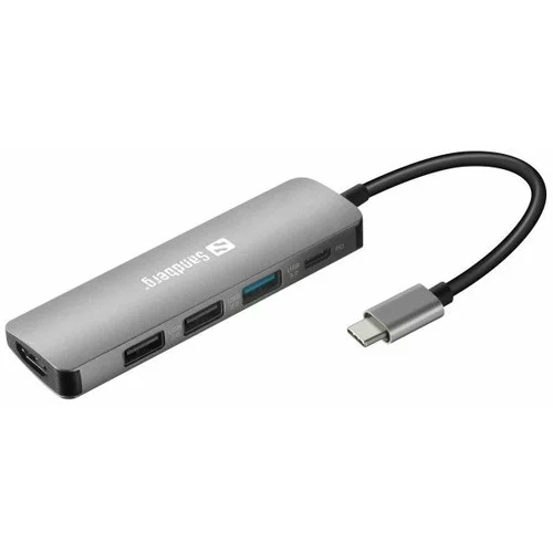 Sandberg USB-C priklopna postaja na HDMI + 3x USB 3.0 in Power Delivery 100W - 136-32