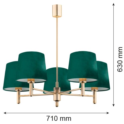  Argon 2145 - Luster na &amp;scaron;tapu PONTE 5xE27/15W/230V zelena/mesing Slike