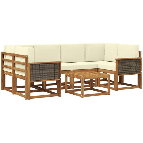 vidaXL Zunanja garnitura za sedenje z blazino 5 pcs Naravna in smetana, (5000280566) Cene