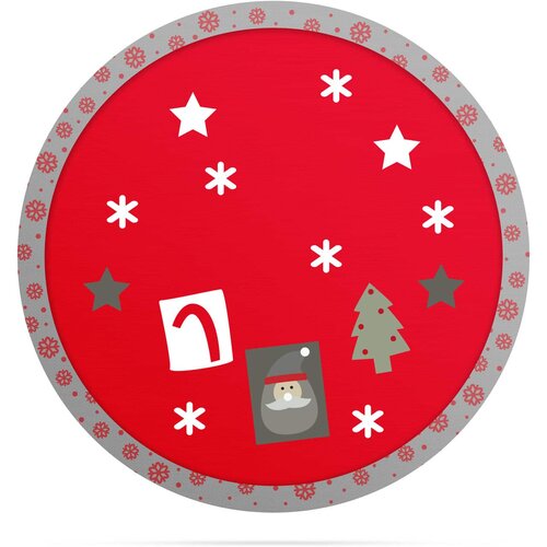 Family Christmas prt za božično drevo okrogli 97 cm rdeč / siv Slike