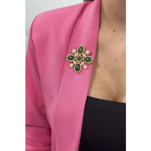Kesi Floral brooch 2 green Slike