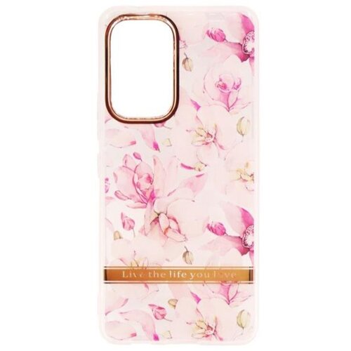 Chameleon Gumiran ovitek (TPUP) za Samsung Galaxy A53 5G - Flowers - roza Cene
