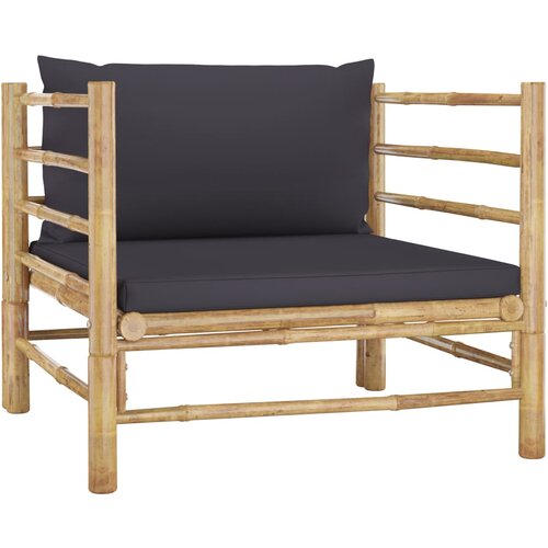 VidaXL Vrtna sofa od bambusa s tamnosivim jastucima Slike