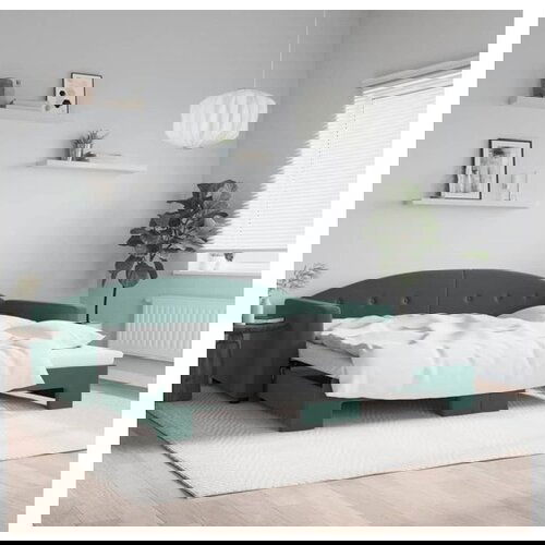 VidaXL Izvlečna dnevna postelja temno zelena 100x200 cm žame Slike